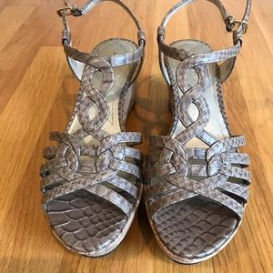 Tahari leather wedge sandals